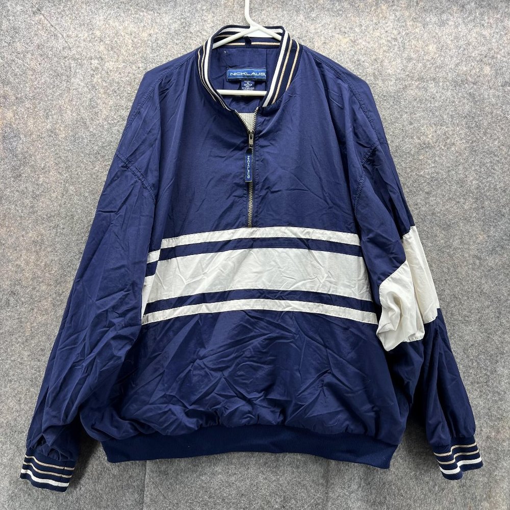 Nicklaus Sweater Men Extra Large Blue White 1/4 Zip Pullover Jacket Nylon XL